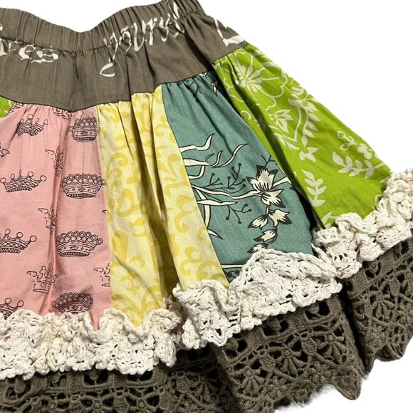 Mustard Pie 3T Mixed Print Lace Twirl Skirt - Picture 3 of 7